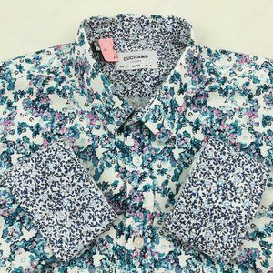 Duchamp London Slim Fit Floral Long Sleeve Button Up Flip Cuff Shirt